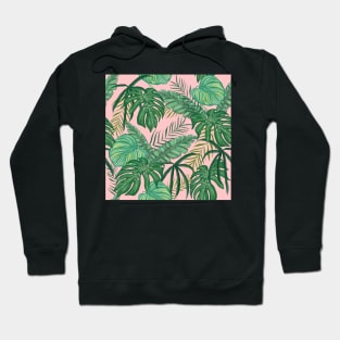 Tropical leaves on pink Hoodie